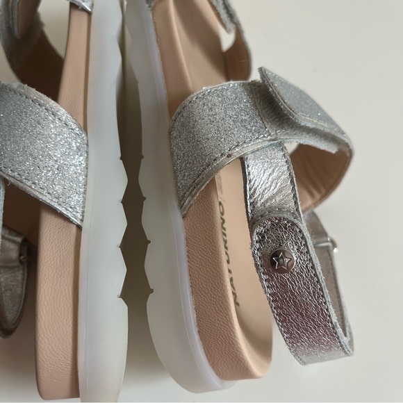 Naturino Jemes NEW SILVER GLITTER LEATHER SANDALS size 2.5-3 Little Girl - Picture 9 of 14